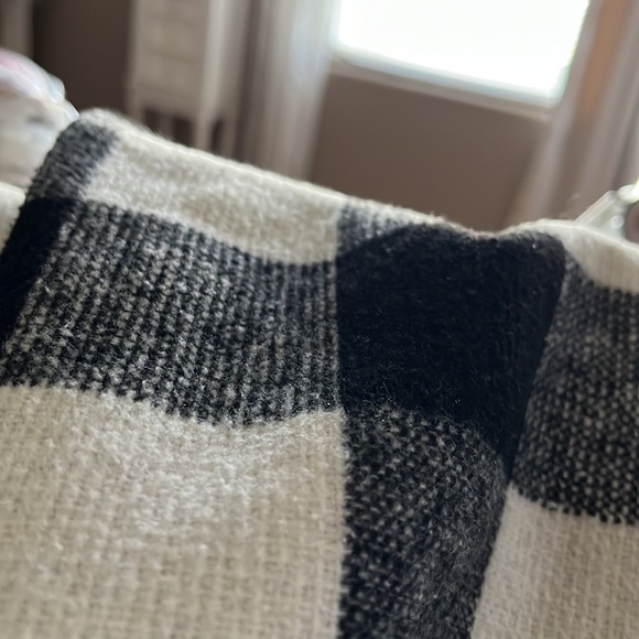 Fall Black & White open front checkered plaid long coat jacket size XS - Picture 6 of 12